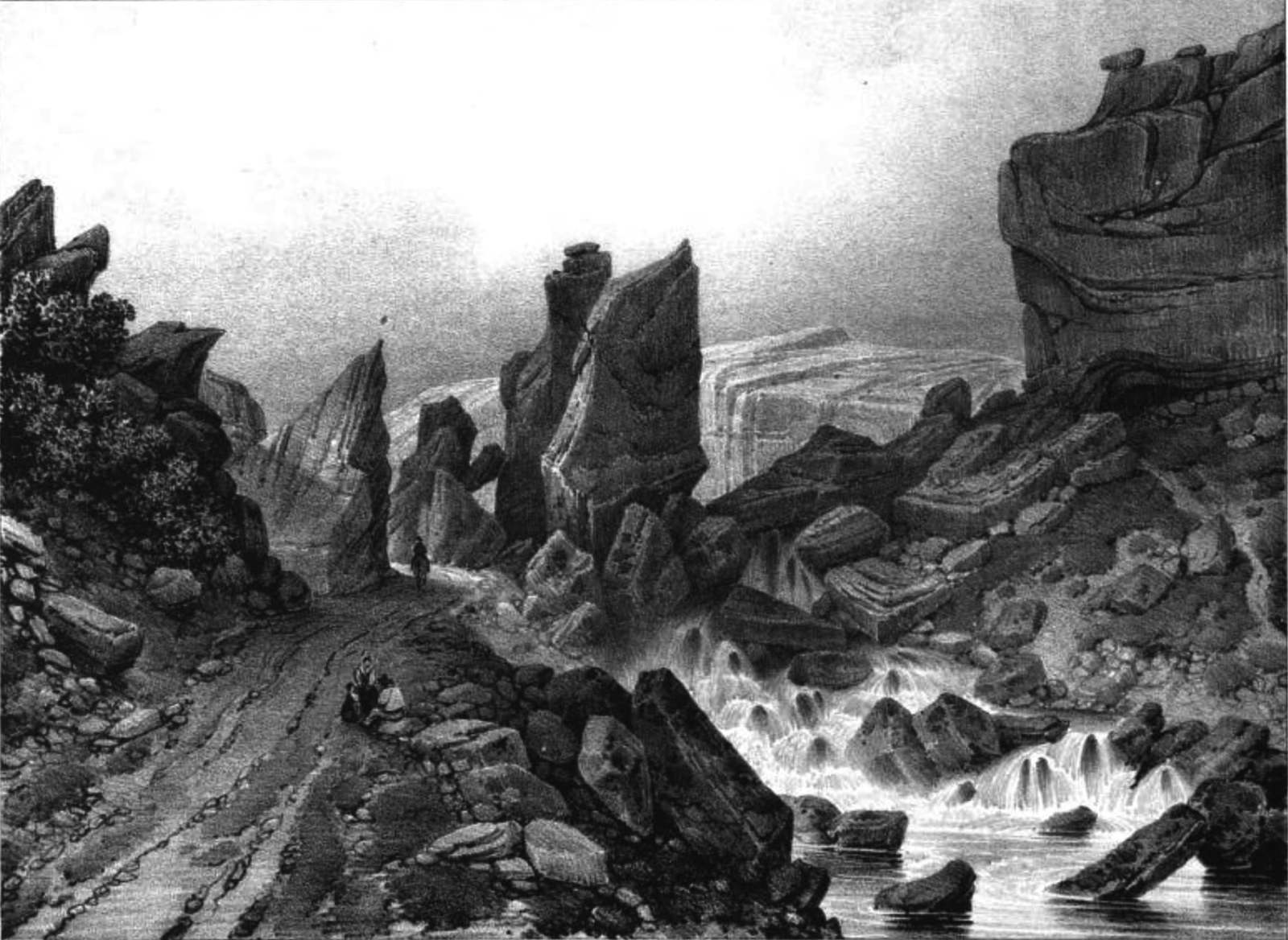 Lithographie du Claps de Luc au 19e siècle par Alexandre Debelle