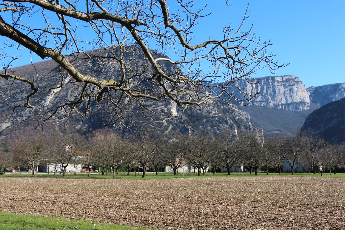 Vue générale de Sainte-Eulalie-en-Royans en direction du Vercors